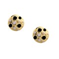Gold over Silver Black and White Soccer Ball Earrings
