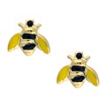 Gold over Silver Black and Yellow Bee Earrings