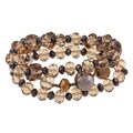 Alexa Starr Three Row Grey Pearl and Crystal Stretch Bracelets