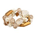 Alexa Starr Two Row Bronze Pearl and Crystal Stretch Bracelet
