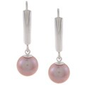 DaVonna Sterling Silver Pink Pearl Earrings (7-8 mm)