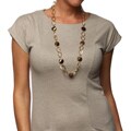 Alexa Starr Goldtone Bronze Glass Bead Chain Link Necklace