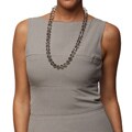 Alexa Starr Silvertone Grey Glass Bead Long Necklace
