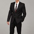 English Laundry Men's Black Two-button Slim Fit Suit