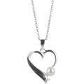 Sunstone Sterling Silver Faux Pearl Heart Necklace