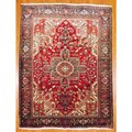 Persian Hand-Knotted Heriz Red and Black Wool Rug (6'8 x 9)
