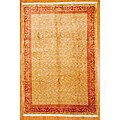 Indo Hand-Knotted Tibetan Beige and Red Wool Rug (7 x 10'2)