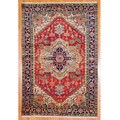 Indo Hand-knotted Heriz Red/ Navy Wool Rug (6' x 9')