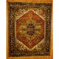 Indo Hand-Knotted Heriz Rust/ Navy Wool Rug (8 x 10)