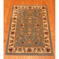 Indo Hand-tufted Mahal Blue/Ivory Wool Rug (2' x 3')