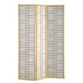 Natural Wood Framed 3-panel Room Divider
