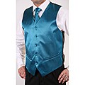 Ferrecci Men's Shiny Teal 2-piece Vest Set