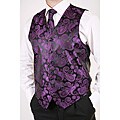 Ferrecci Men's Purple Paisley 4-piece Vest Set