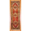 Indo Hand-Knotted Heriz Rust and Brown Wool Rug ( 2 Ft 6 In x 8 Ft )