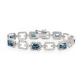 Glitzy Rocks Silver 8.75 CTW London Blue Topaz and Diamond Accent Bracelet