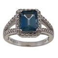 Glitzy Rocks Silver London Blue Topaz and Diamond Accent Ring