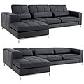 Riviera Black Leather Sectional Sofa