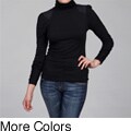 Red Women's Shirred Turtleneck Top