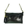 Ronella Lucci Vecceli Crocodile Embossed Black Crossbody