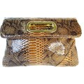 Ronella Lucci Vecceli Snake Embossed Clutch 