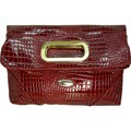 Ronella Lucci Vecceli Italy Crocodile Embossed Red Clutch