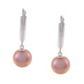 DaVonna Sterling Silver FW Pink Pearl Earrings (8-9 mm)