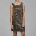 Connected Apparel Women's Gold/ Black/ Silver Tiered Dress