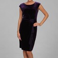 Connected Apparel Women's Dark Purple Embellished Waist Dress
