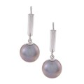 DaVonna Sterling Silver Gray Cultured Pearl Earrings (9-10 mm)