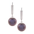 DaVonna Sterling Silver Black Cultured Pearl Earrings (10-11 mm)