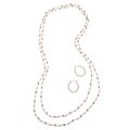 Roman Silvertone Beaded Chain Necklace and Earrings Set