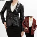 United Face Women's Two Button Leather Blazer