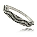 Finesque Silver Overlay 1/4ct TDW Black and White Diamond Bangle Bracelet