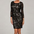 Tahari Women's Black Lace Sheath Long-sleeve Dress