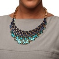 Nexte Jewlery Goldtone Blue Ribbon Fashion Bib Necklace