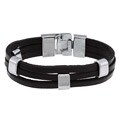 Nexte Jewelry Silvertone Black Leather Bracelet