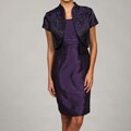 Sandra Darren Women's Black/ Purple 2-piece Jacket Dress