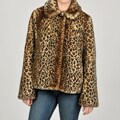Generation NXT Women's Junior Faux Fur Leopard Print Jacket