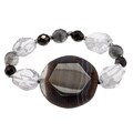 Alexa Starr Grey Agate and Clear Glass Stretch Bracelet