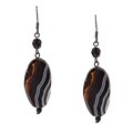 Alexa Starr Black-plated Striped Agate Earrings