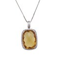 14K White Gold Citrine and 1/6ct TDW Diamond Necklace (13x18mm)