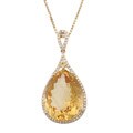 14K Yellow Gold Citrine, Yellow Sapphire and 1/4ct TDW Diamond Necklace (15x19mm)