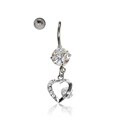 Crystal Hanging Heart Belly Ring 