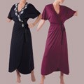 Illusion Women's Silky Lace Trimmed Short Sleeve Robe