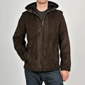 Perry Ellis Men's Faux Shearling Open Bottom Hooded Coat