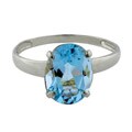 10k White Gold Oval-cut Blue Topaz Solitaire Ring
