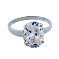 10k White Gold Oval-cut Clear Cubic Zirconia Solitaire Ring