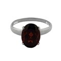 10k White Gold Oval-cut Garnet Solitaire Ring