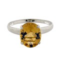 10k White Gold Oval-cut Citrine Solitaire Ring