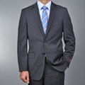Carlo Lusso Men's Slim Fit Black Striped 2-button Suit